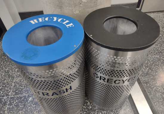 and i am sure they reuse the plastic trash bag in the recycle can, whichever it actually is